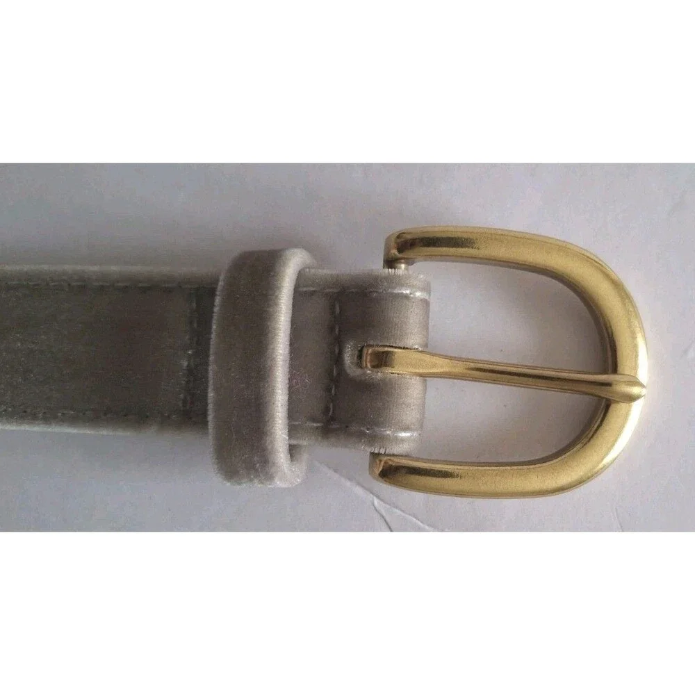 J. Crew Womens Velvet Belt Size Medium Gray Silver Minimalist Classic - Picture 7 of 9